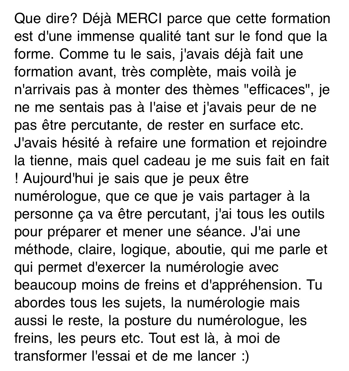 Témoignage d’une participante après la formation L’Essence de soi