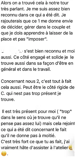 Témoignage atelier numérologie du couple 3