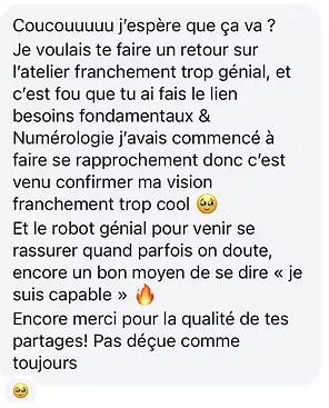 Témoignage atelier numérologie professionnelle 2